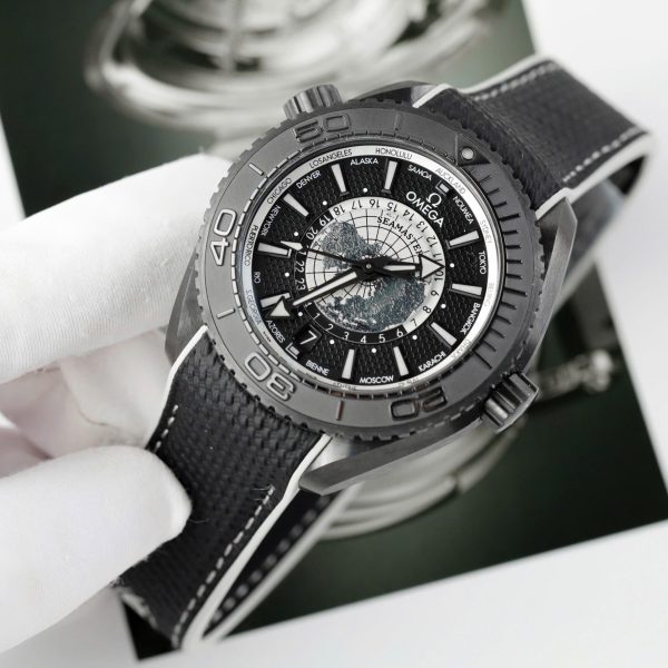 Đồng Hồ Omega Seamaster Planet Ocean Worldtimer Replica 11 Vỏ Gốm Đen Xưởng VS 45 (2)