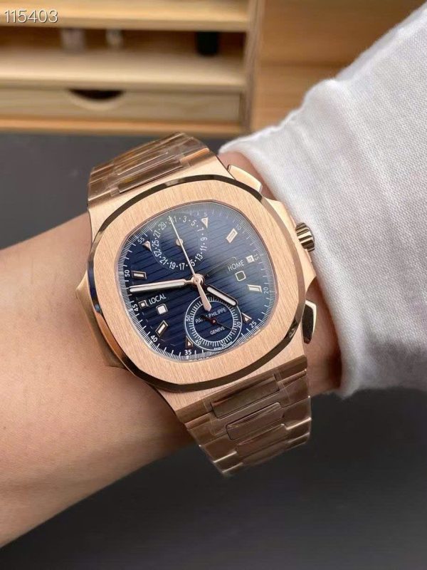 Đồng Hồ Patek Philippe Replica 11 Nautilus 5990 Mặt Xanh Dương Mạ Vàng Hồng 40 (1)