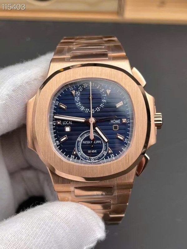 Đồng Hồ Patek Philippe Replica 11 Nautilus 5990 Mặt Xanh Dương Mạ Vàng Hồng 40 (1)