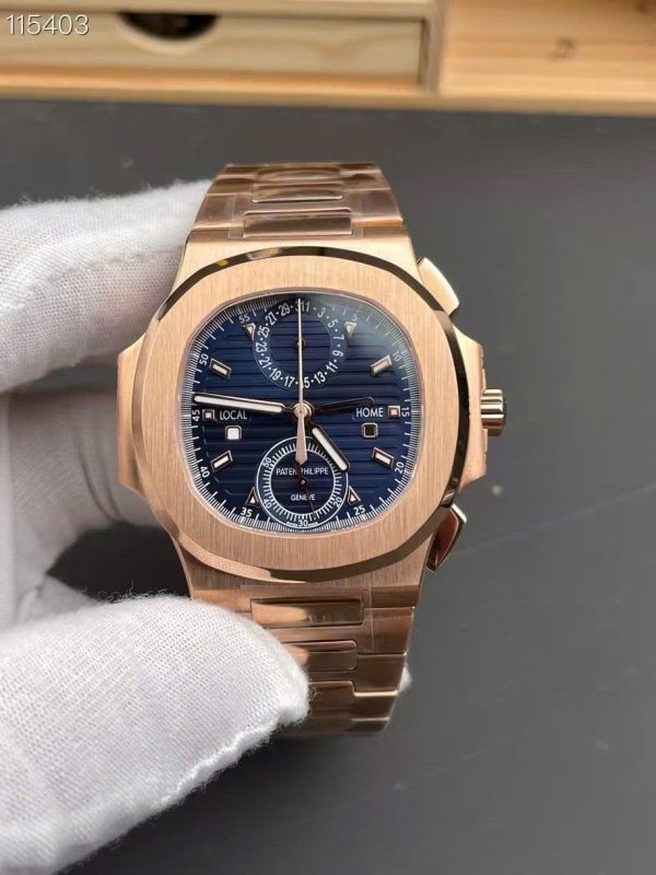 Đồng Hồ Patek Philippe Replica 11 Nautilus 5990 Mặt Xanh Dương Mạ Vàng Hồng 40 (1)