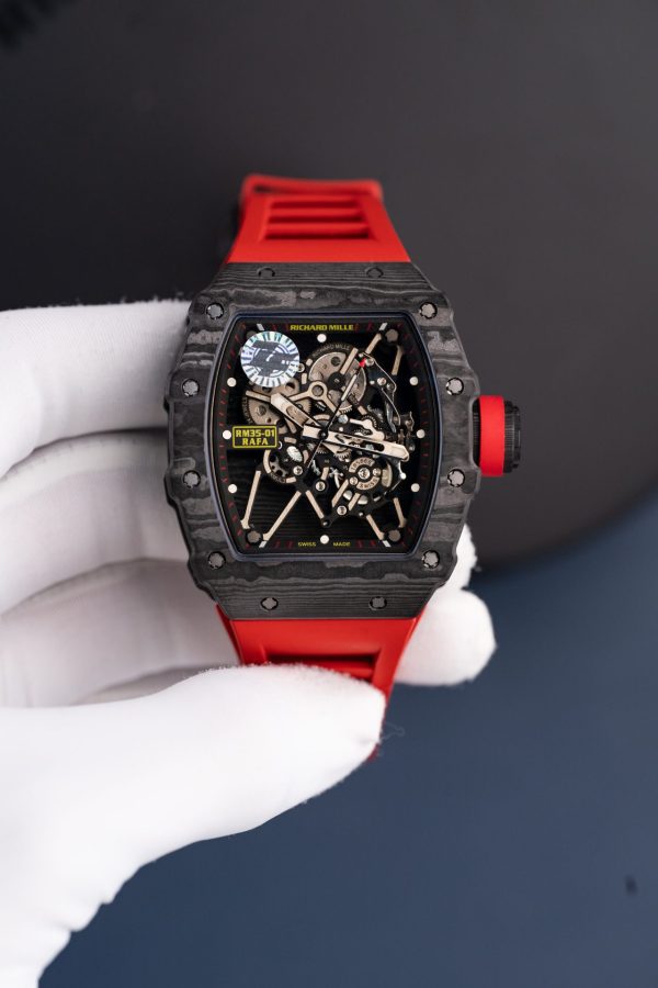 Đồng Hồ Richard Mille Chế Tác RM35-01 Rafael Nadal Màu Đỏ Vỏ Carbon NTPT Xưởng ZF 49,9x43mm (2)