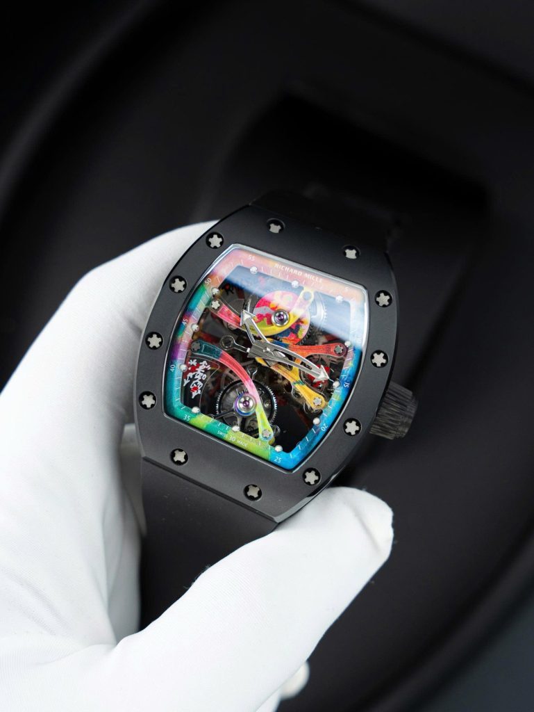 Đồng Hồ Richard Mille RM68-01 Cyril Kongo Replica 11 Vỏ Gốm Đen Dây Cao Su 45mm (2)