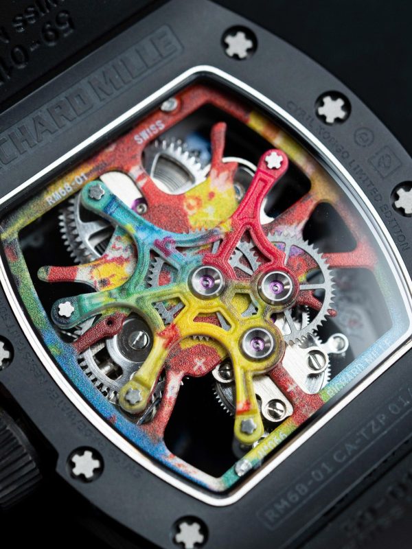Đồng Hồ Richard Mille RM68-01 Cyril Kongo Replica 11 Vỏ Gốm Đen Dây Cao Su 45mm (2)