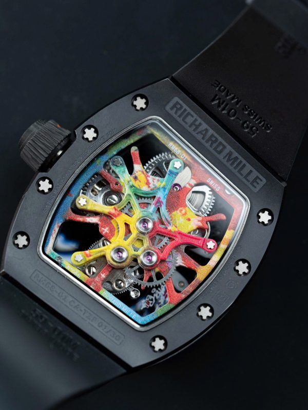 Đồng Hồ Richard Mille RM68-01 Cyril Kongo Replica 11 Vỏ Gốm Đen Dây Cao Su 45mm (2)