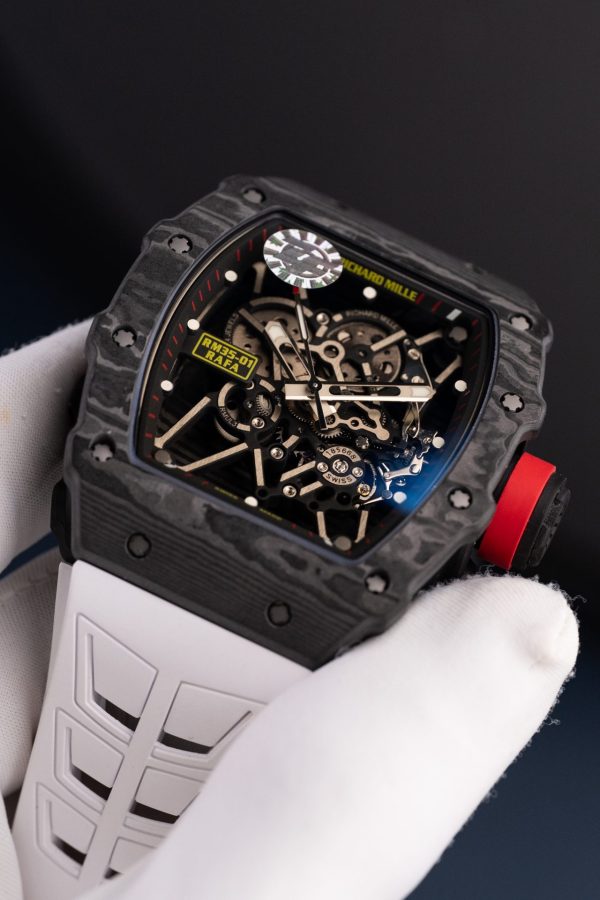 Đồng Hồ Richard Mille Rep 11 RM35-01 Rafael Nadal Vỏ Carbon NTPT Dây Cao Su Trắng Xưởng ZF 49,9x43mm (2)