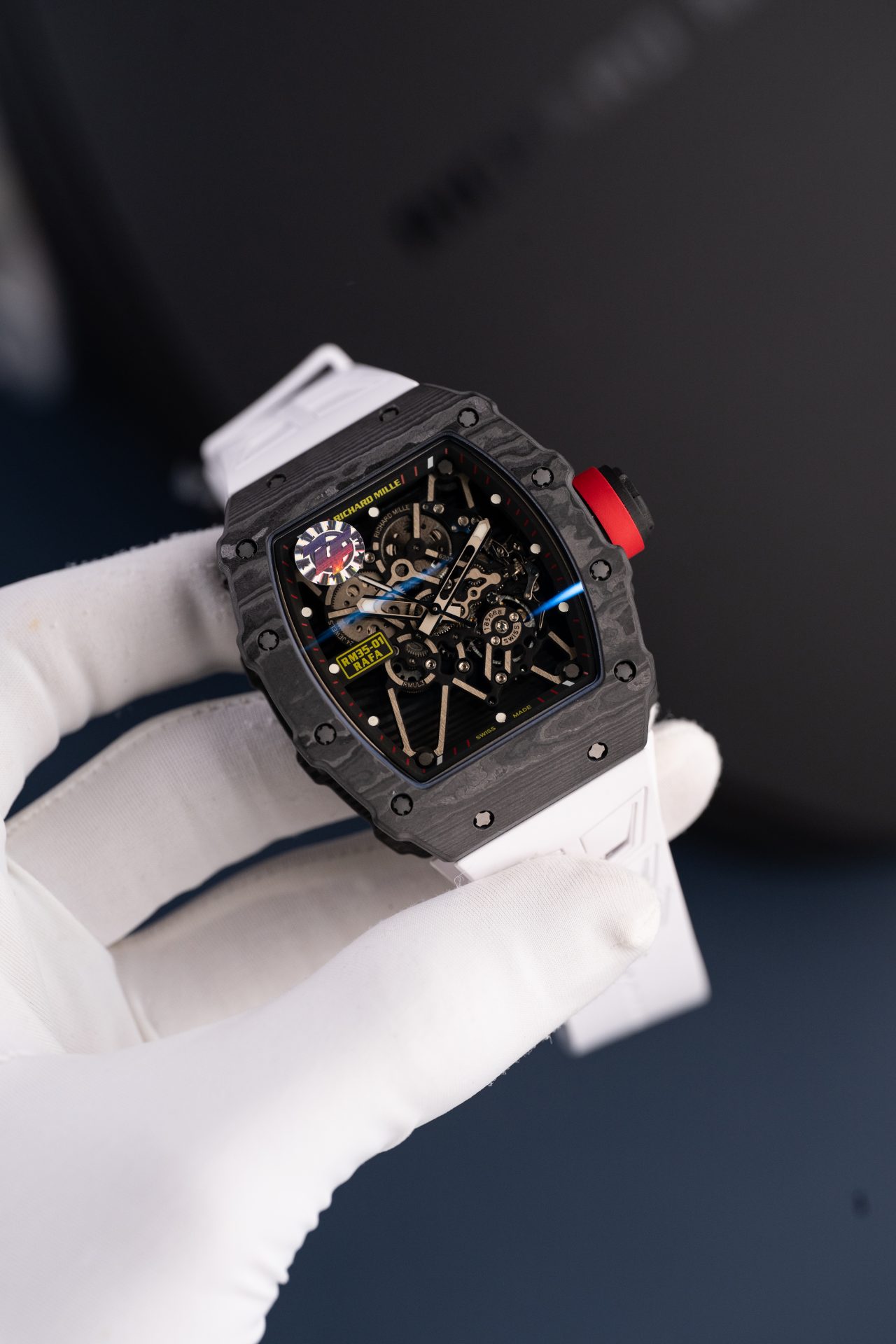 Đồng Hồ Richard Mille Rep 11 RM35-01 Rafael Nadal Vỏ Carbon NTPT Dây Cao Su Trắng Xưởng ZF 49,9x43mm (2)