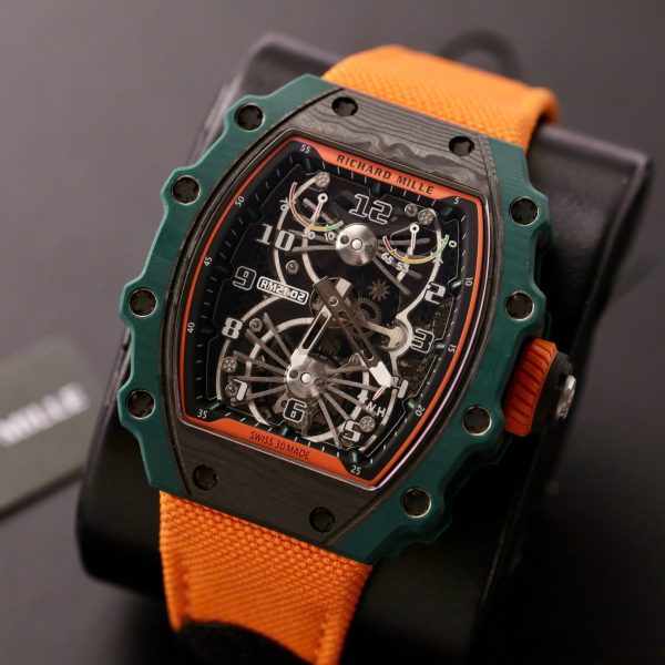 Đồng Hồ Richard Mille Replica 11 RM21-02 Tourbillon Aerodyne Green TPT Nhà Máy RM 43mm (2)