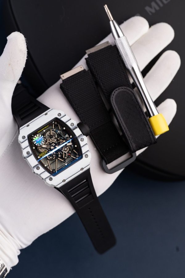 Đồng Hồ Richard Mille Replica 11 RM35-01 Rafael Nadal Vỏ Carbon NTPT Màu Trắng Xưởng ZF 49,9x43mm (2)