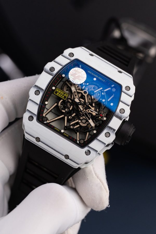 Đồng Hồ Richard Mille Replica 11 RM35-01 Rafael Nadal Vỏ Carbon NTPT Màu Trắng Xưởng ZF 49,9x43mm (2)