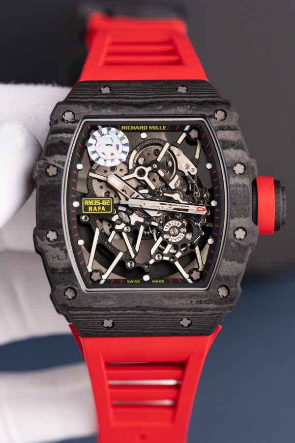 Đồng Hồ Richard Mille Rm35-02 Màu Đỏ Rep Cao Cấp Vỏ Carbon Siêu Nhẹ Nhà Máy ZF 44mm (1)