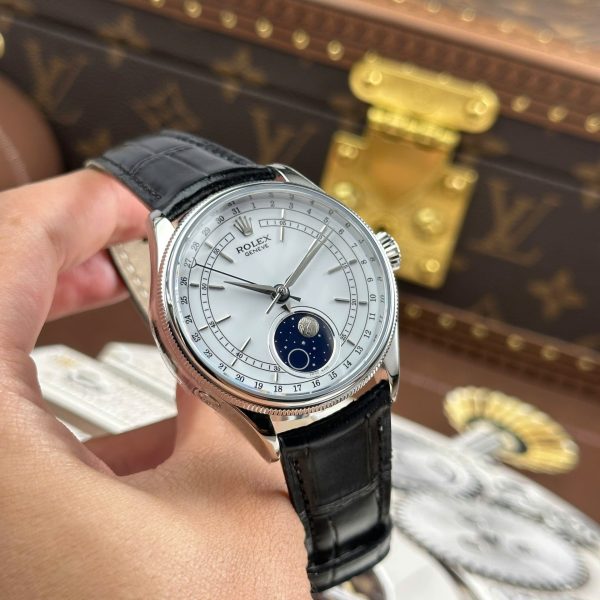 Đồng Hồ Rolex Cellini Moonphase 50535 Replica 11 Mặt Trắng Máy Cơ Thụy Sỹ Xưởng KZ 39mm (2)