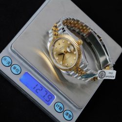 Đồng Hồ Rolex DateJust Rep 11 Mặt Vàng Cọc Số Đính Kim Cương Moissanite Xưởng Clean 41mm (2)
