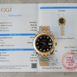 Đồng Hồ Rolex DateJust Replica 11 Mặt Đen Cọc Số Đính Kim Cương Moissanite Xưởng Clean 41mm (9)