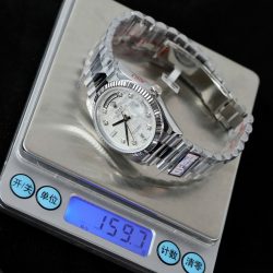 Đồng Hồ Rolex Day-Date Mặt Thiên Thạch Chế Tác Cọc Số Kim Cương Moissanite Xưởng QF 36mm (2)