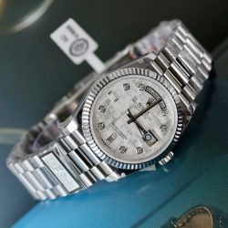 Đồng Hồ Rolex Day-Date Mặt Thiên Thạch Chế Tác Cọc Số Kim Cương Moissanite Xưởng QF 36mm (2)
