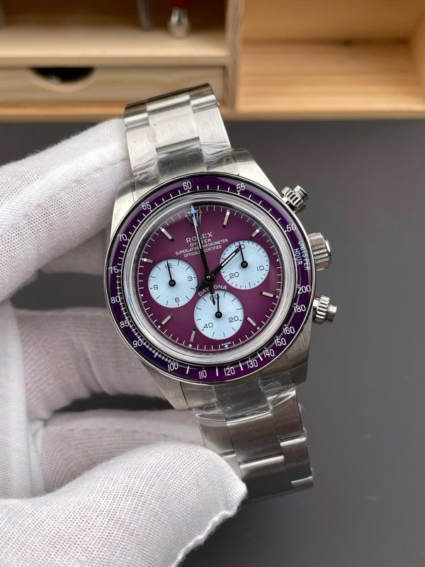 Đồng Hồ Rolex Daytona 116508 Warm Burgundy Replica Cao Cấp Mặt Số Tím 40mm (2)