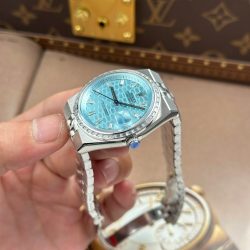 Đồng Hồ Rolex Land-Dweller 127236 Rep 11 Mặt Xanh Băng Họa Tiết Tổ Ong Đính Đá Baguette 36mm (3)