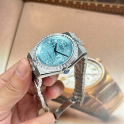 Đồng Hồ Rolex Land-Dweller 127336 Chế Tác Mặt Xanh Băng Họa Tiết Tổ Ong Đính Đá Baguette 40mm (2)