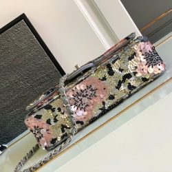 Túi Xách Chanel Classic Siêu Cấp Đính Cườm Họa Tiết Hoa Hồng 25cm (2)