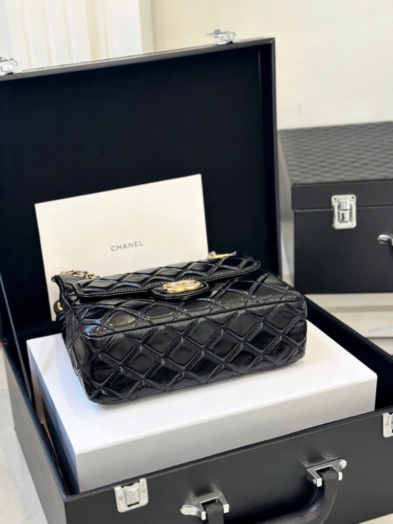 Túi Xách Chanel Hobo Siêu Cấp Nữ Màu Đen Khóa Vàng 22cm (2)