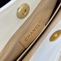 Túi Xách Chanel Hobo Siêu Cấp Nữ Màu Trắng Khóa Vàng 22cm (2)