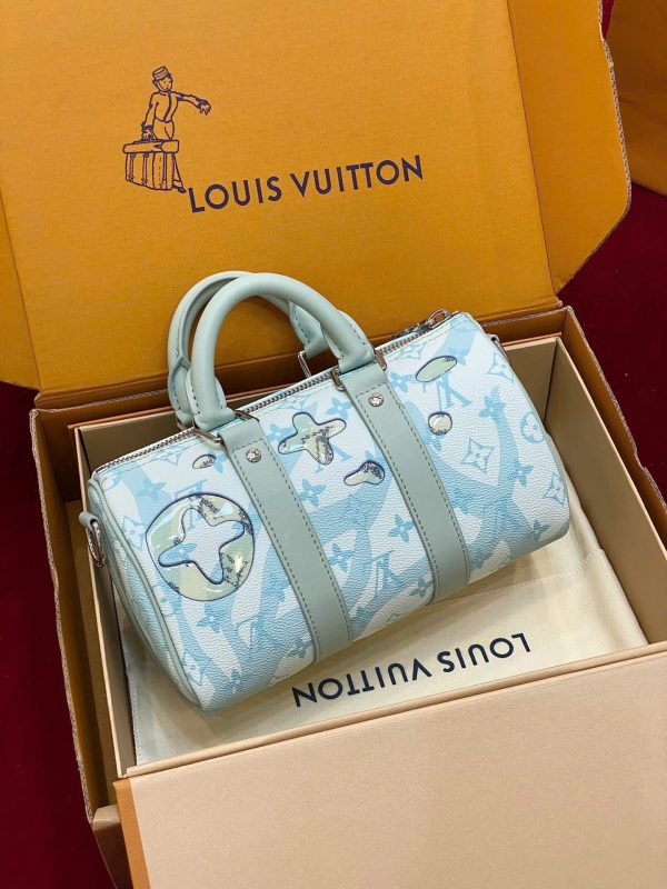 Túi Xách Louis Vuitton LV Speedy Bandoulière Siêu Cấp Màu Xanh Nhạt 25cm (2)