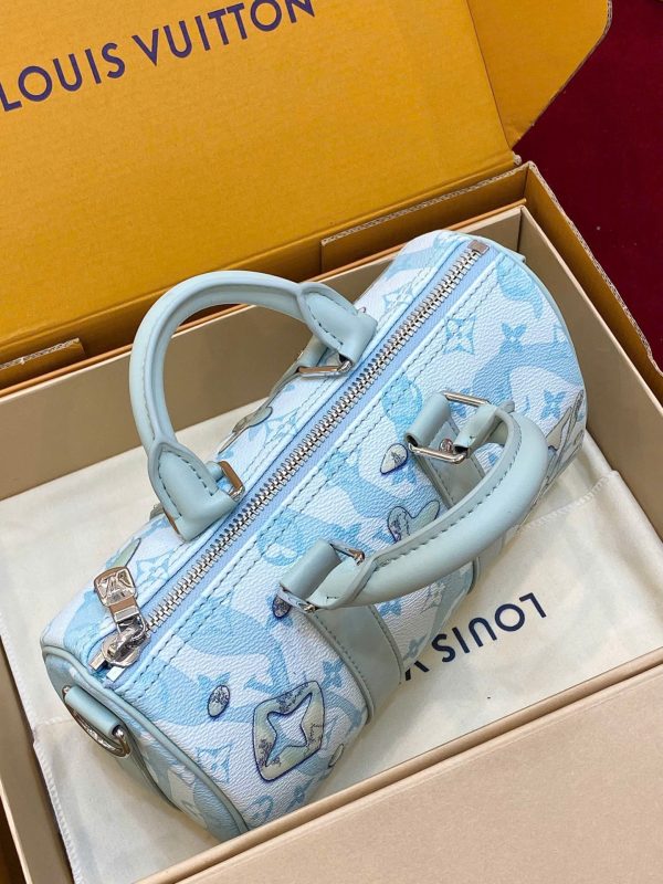 Túi Xách Louis Vuitton LV Speedy Bandoulière Siêu Cấp Màu Xanh Nhạt 25cm (2)