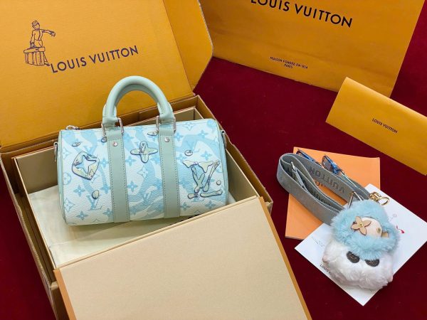 Túi Xách Louis Vuitton LV Speedy Bandoulière Siêu Cấp Màu Xanh Nhạt 25cm (2)