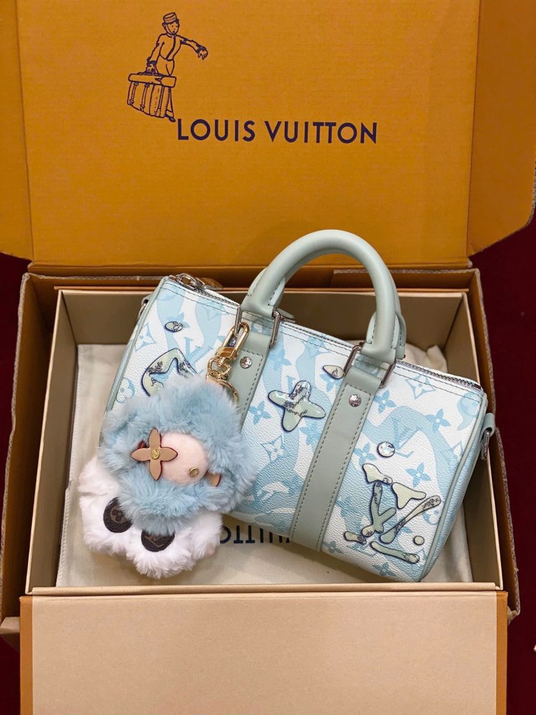 Túi Xách Louis Vuitton LV Speedy Bandoulière Siêu Cấp Màu Xanh Nhạt 25cm (2)