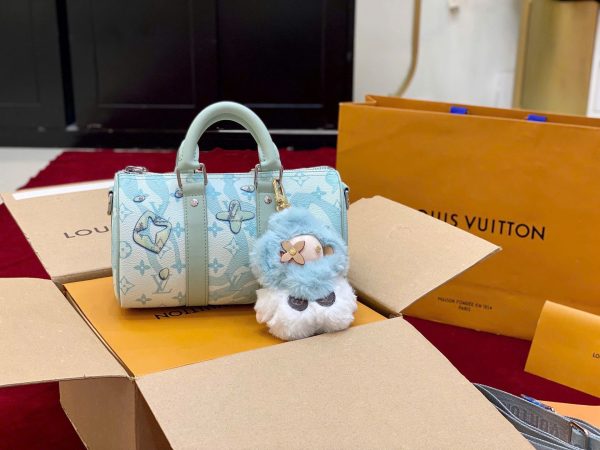 Túi Xách Louis Vuitton LV Speedy Bandoulière Siêu Cấp Màu Xanh Nhạt 25cm (2)