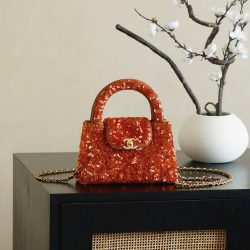 Túi Xách Nữ Chanel Kelly Siêu Cấp Màu Đỏ Đính Cườm 20cm (2)