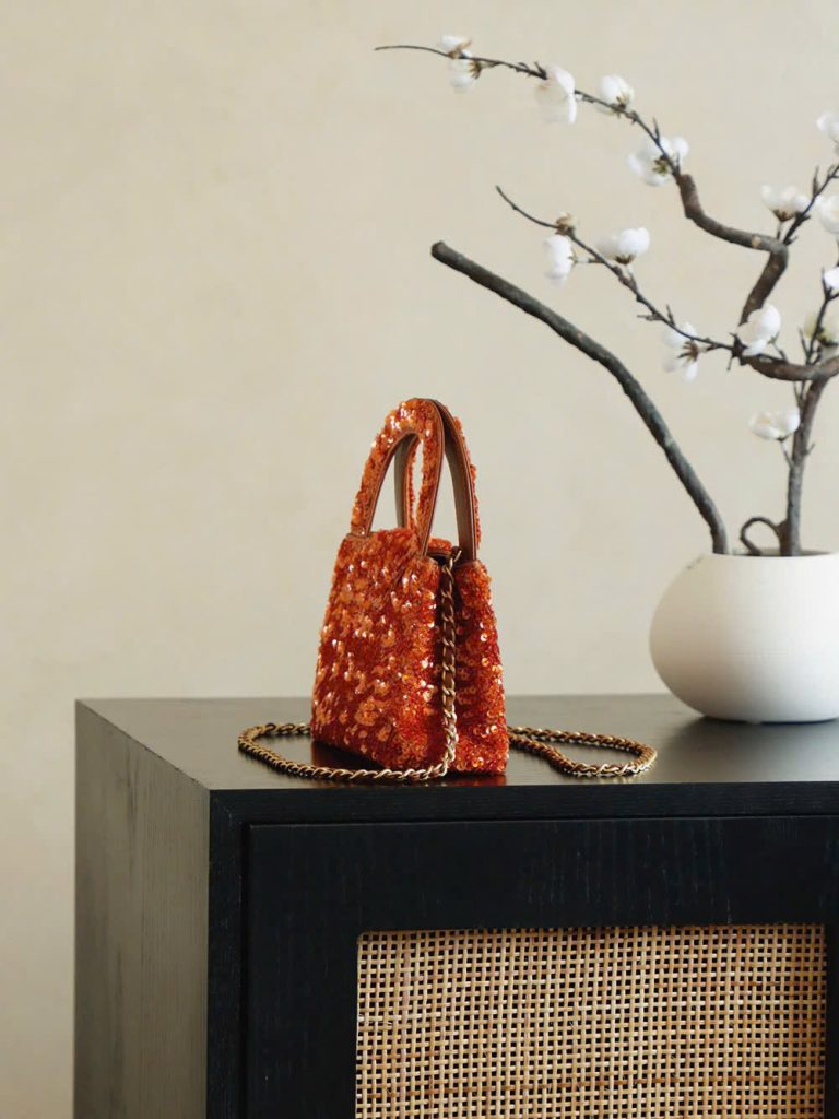 Túi Xách Nữ Chanel Kelly Siêu Cấp Màu Đỏ Đính Cườm 20cm (2)