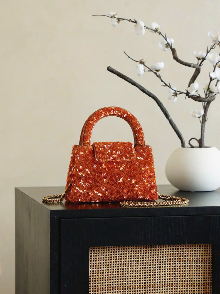 Túi Xách Nữ Chanel Kelly Siêu Cấp Màu Đỏ Đính Cườm 20cm (2)