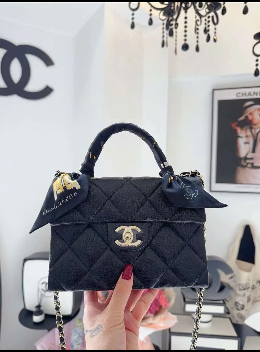 Túi Xách Nữ Đeo Chéo Chanel Coco Màu Đen Siêu Cấp 21cm (2)