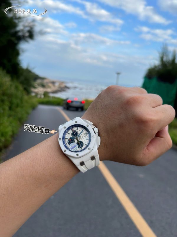 Đồng Hồ Audemars Piguet Chế Tác Royal Oak Offshore Chronograph 26402CB Vỏ Gốm Trắng Dây Cao Su 44mm (2)