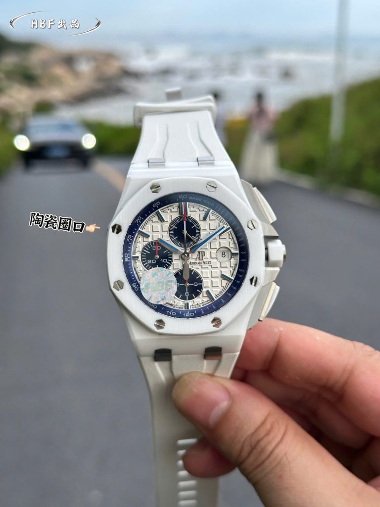 Đồng Hồ Audemars Piguet Chế Tác Royal Oak Offshore Chronograph 26402CB Vỏ Gốm Trắng Dây Cao Su 44mm (2)