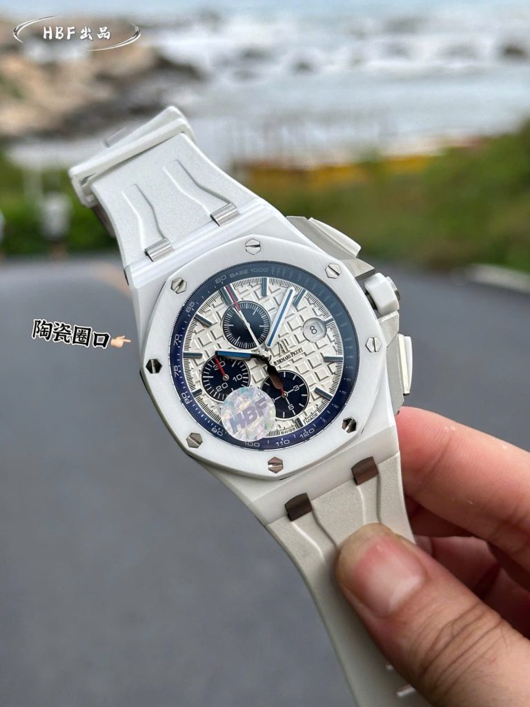 Đồng Hồ Audemars Piguet Chế Tác Royal Oak Offshore Chronograph 26402CB Vỏ Gốm Trắng Dây Cao Su 44mm (2)