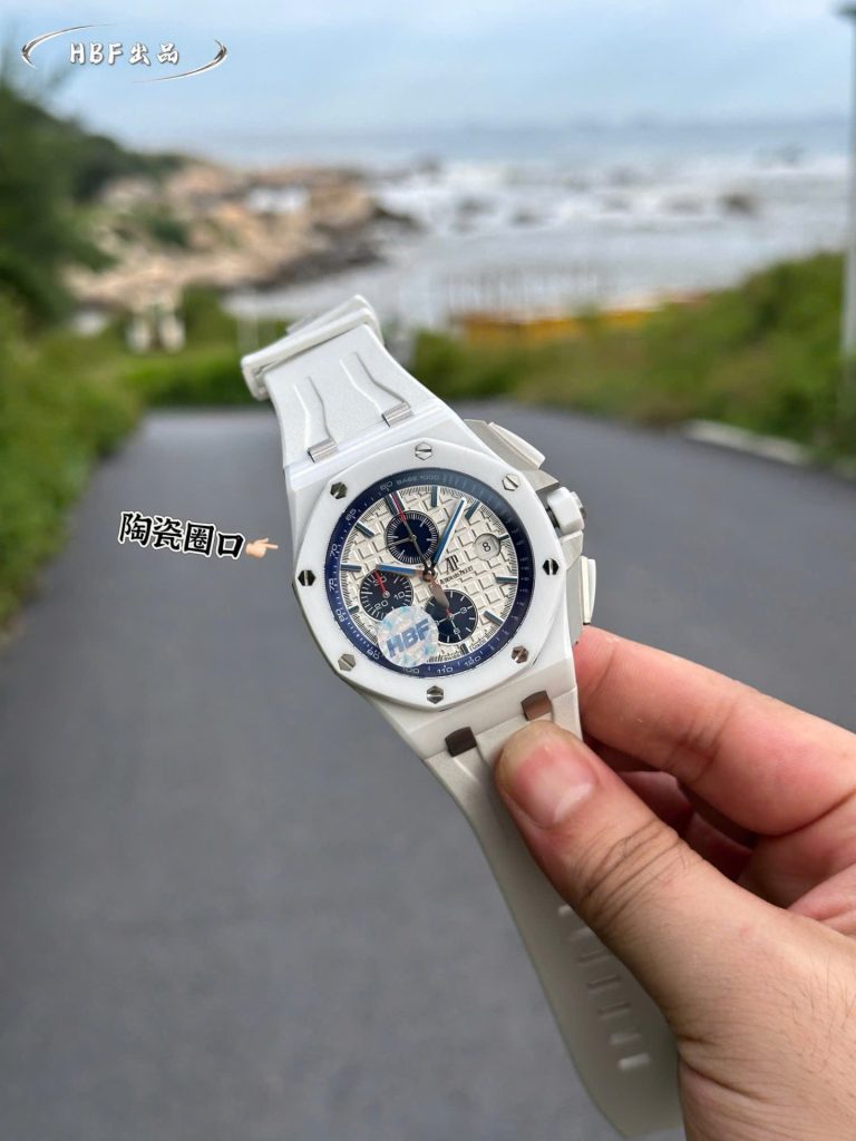 Đồng Hồ Audemars Piguet Chế Tác Royal Oak Offshore Chronograph 26402CB Vỏ Gốm Trắng Dây Cao Su 44mm (2)