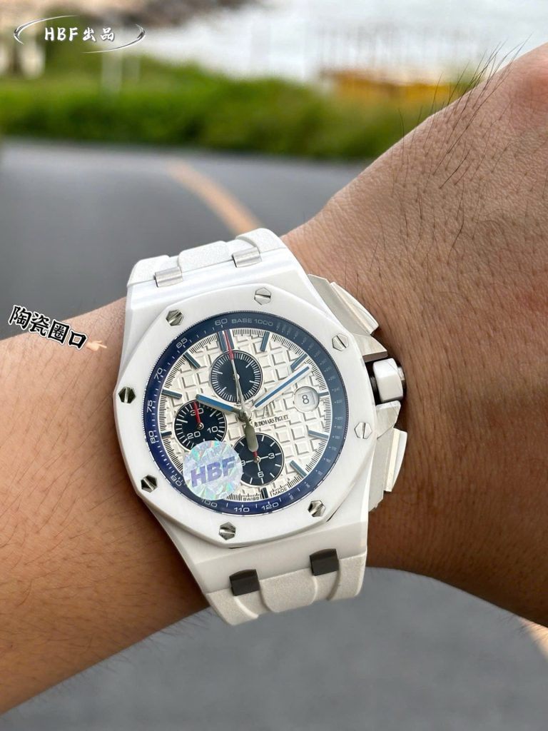 Đồng Hồ Audemars Piguet Chế Tác Royal Oak Offshore Chronograph 26402CB Vỏ Gốm Trắng Dây Cao Su 44mm (2)