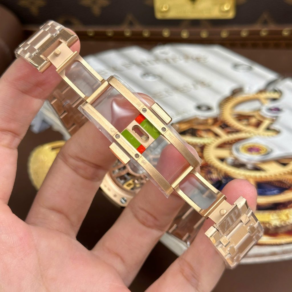 Đồng Hồ Audemars Piguet Rep Cao Cấp Royal Oak Jumbo Extra-thin Openworked 16204 Mặt Lộ Cơ Mạ Vàng Hồng Xưởng ZF 39mm (2)