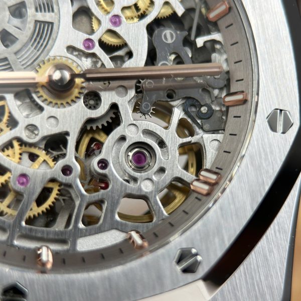 Đồng Hồ Audemars Piguet Replica 11 Royal Oak Jumbo Extra-thin Openworked 16204 Mặt Lộ Cơ Màu Trắng Nhà Máy ZF 39mm (2)