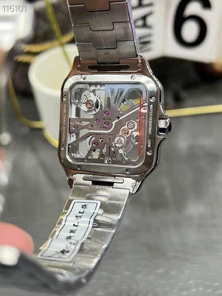 Đồng Hồ Cartier Santos CRWHSA0015 Replica 11 Mặt Lộ Cơ Dây Kim Loại Xưởng THB 39 (2)