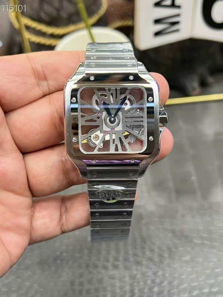 Đồng Hồ Cartier Santos CRWHSA0015 Replica 11 Mặt Lộ Cơ Dây Kim Loại Xưởng THB 39 (2)
