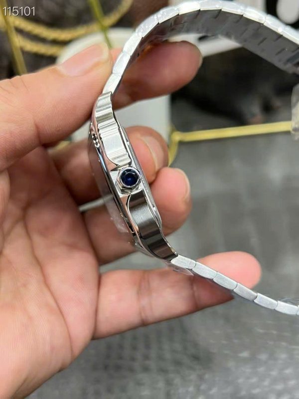 Đồng Hồ Cartier Santos CRWHSA0015 Replica 11 Mặt Lộ Cơ Dây Kim Loại Xưởng THB 39 (2)