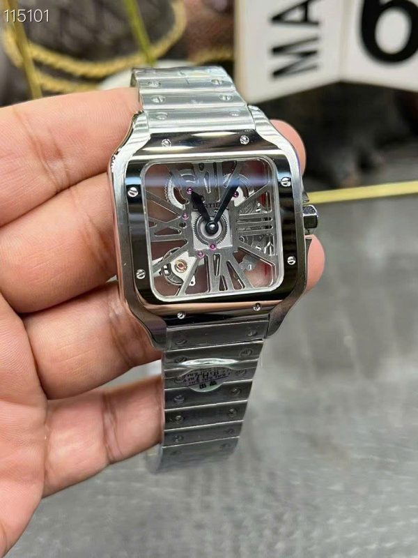 Đồng Hồ Cartier Santos CRWHSA0015 Replica 11 Mặt Lộ Cơ Dây Kim Loại Xưởng THB 39 (2)