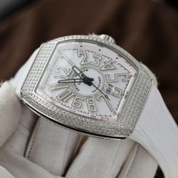 Đồng Hồ Franck Muller V45 Replica 11 Màu Trắng Đính Full Đá Xưởng ABF 45mm (2)