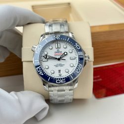 Đồng Hồ Omega Seamaster Diver 300M Replica 11 Mặt Trắng Viền Gồm Xanh Xưởng VS 42mm (2)