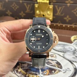Đồng Hồ Panerai Submersible PAM974 Replica 11 Mặt Đen Vỏ Mạ Vàng Hồng Xưởng VS 42mm (2)