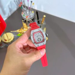 Đồng Hồ Richard Mille RM51-02 Màu Đỏ Replica 11 Máy Cơ Đính Đá Baguette 40mm (1)