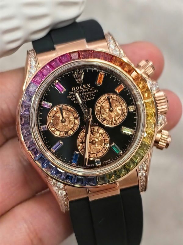 Đồng Hồ Rolex Cosmograph Daytona Rainbow 116595RBOW Nhà Máy FH 154 Grams 40mm (2)